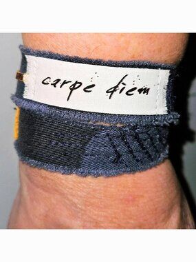 Carpe Diem Wrap Bracelet Motivational Adjustable Mindfulness Gift Fabric Leather